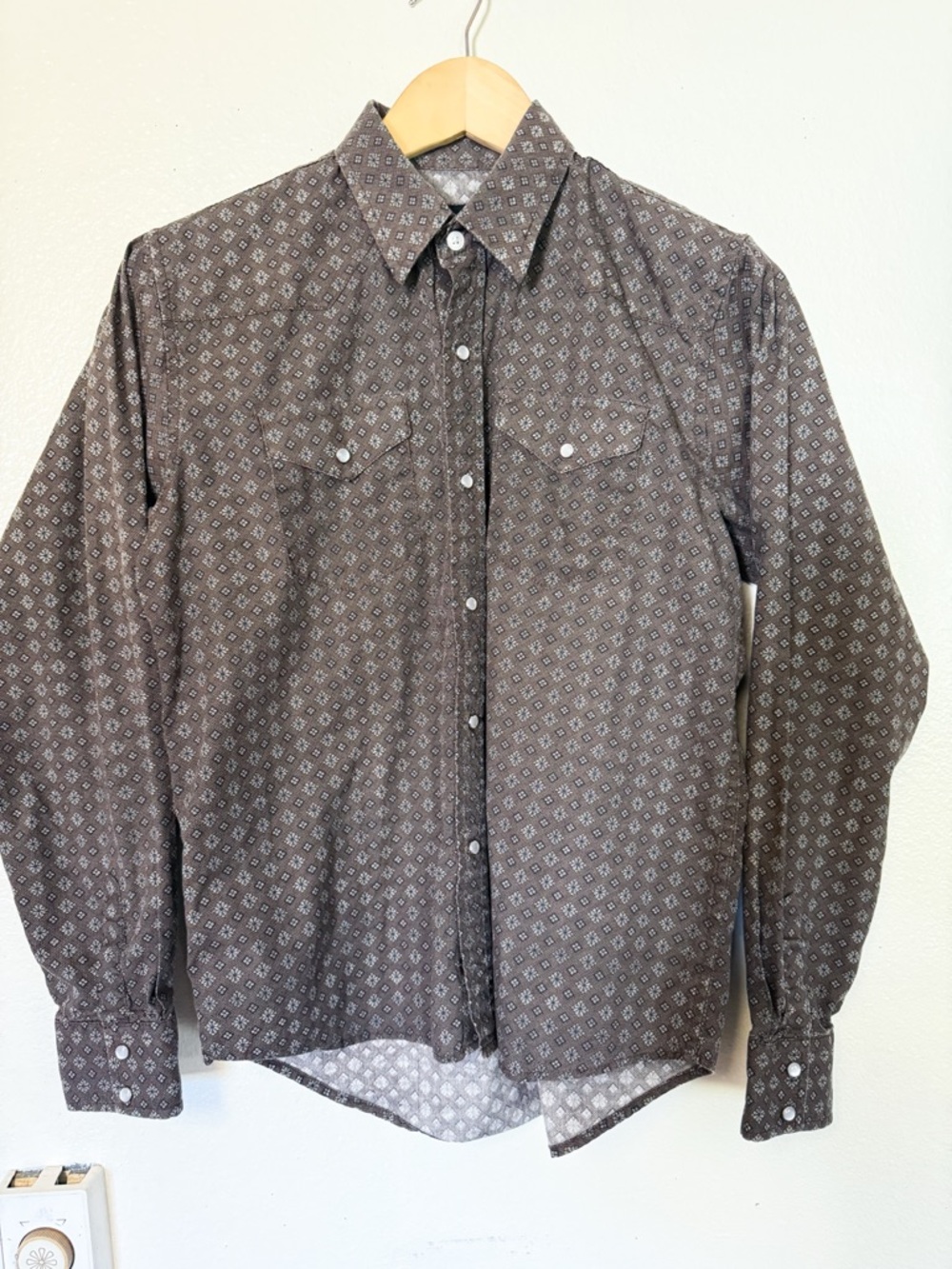 Pelham Boys XL Brown Geo Print Western Snap Button Down Shirt